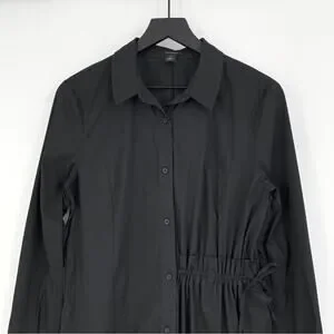 Halogen | Dresses | Halogen Long Sleeve Asymmetrical Midi Shirt Dress Black  M | Poshmark